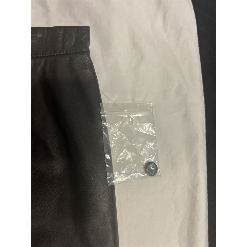Apostrophe Genuine Leather Pencil Skirt Brown Size 6 Vintage Y2K 90s Minimalist - Picture 4 of 12
